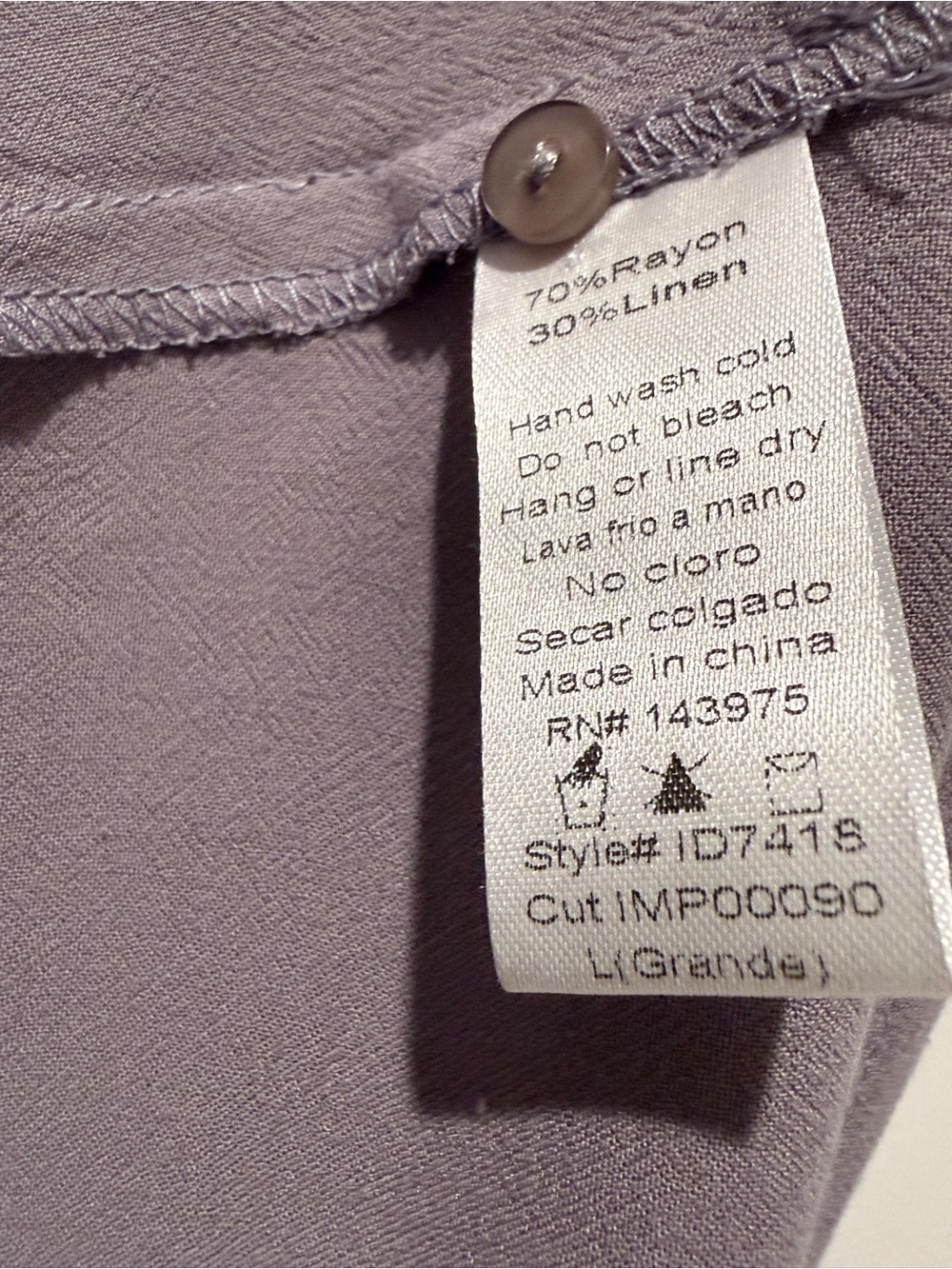 Dress with Tie Front and Button Detail Linen Rayon Blend - Picture 8 of 8